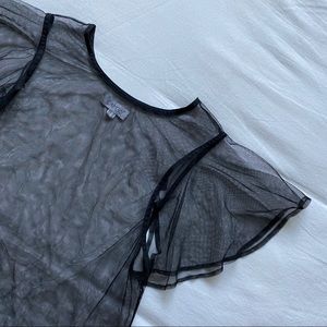 Cameo black mesh flutter sleeve top